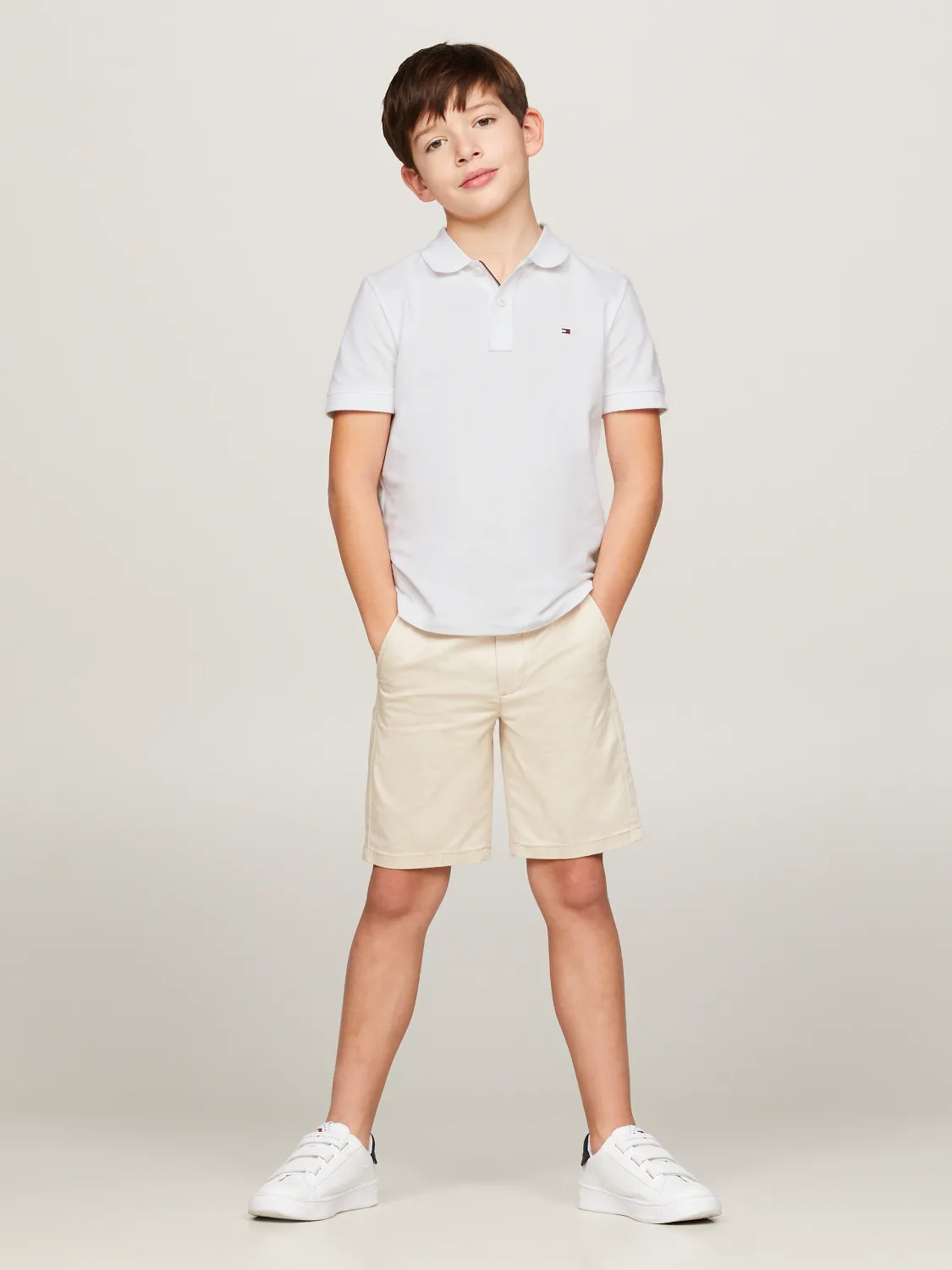 TOMMY HILFIGER FLAG POLO T-SKJORTE - WHITE