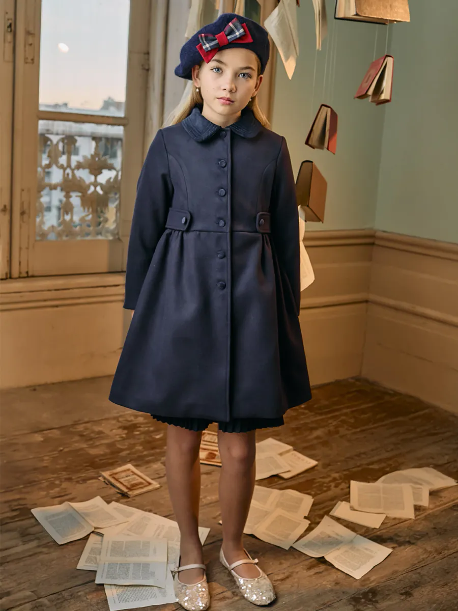 PATACHOU NAVY BLUE BOUCLÉ COAT